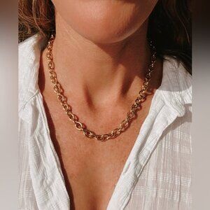 Statement Necklace Chunky Gold Paperclip Chain Necklace Waterproof 18k Gold